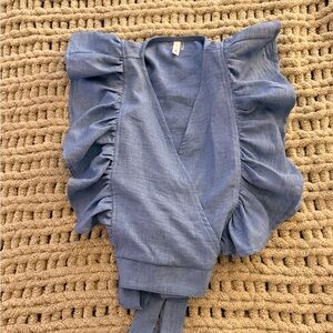 Glam Blue Ruffled Blouse